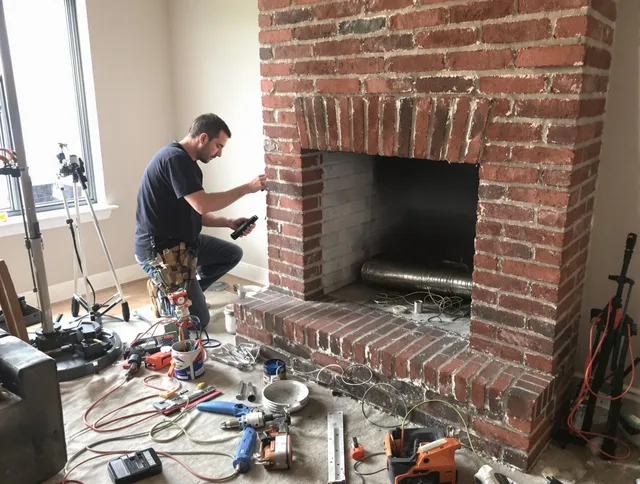 Brooklyn Chimney Sweep specialist finalizing chimney liner service in Brooklyn, OH