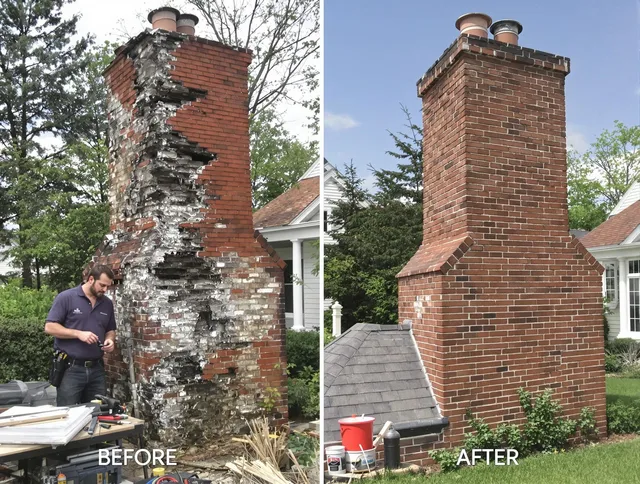 Brooklyn Chimney Sweep performing a full chimney restoration in Brooklyn, OH