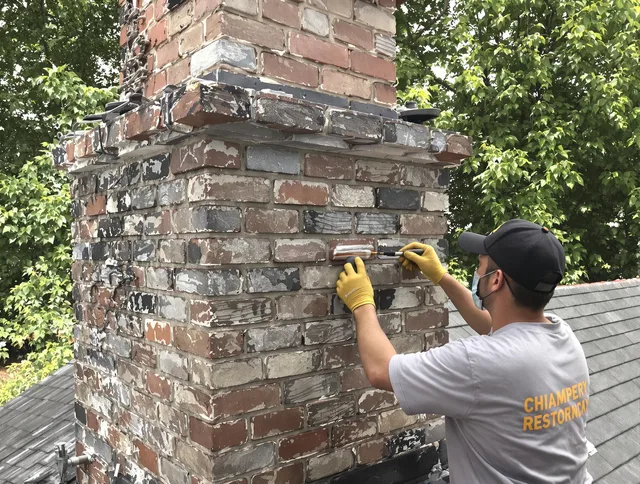 In-progress chimney restoration by Brooklyn Chimney Sweep in Brooklyn, OH