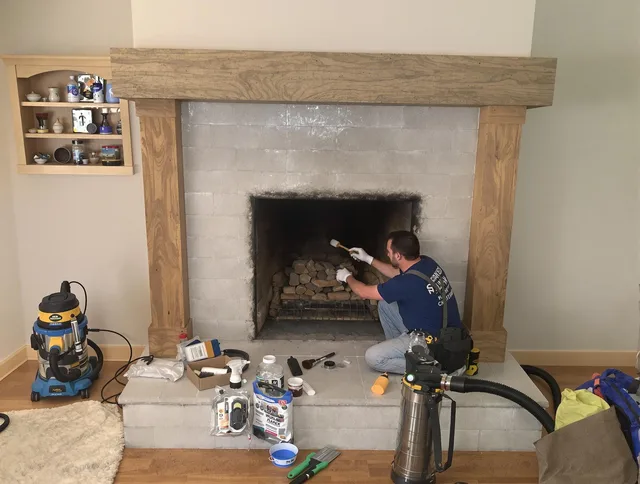Detailed creosote removal process by Brooklyn Chimney Sweep in Brooklyn, OH