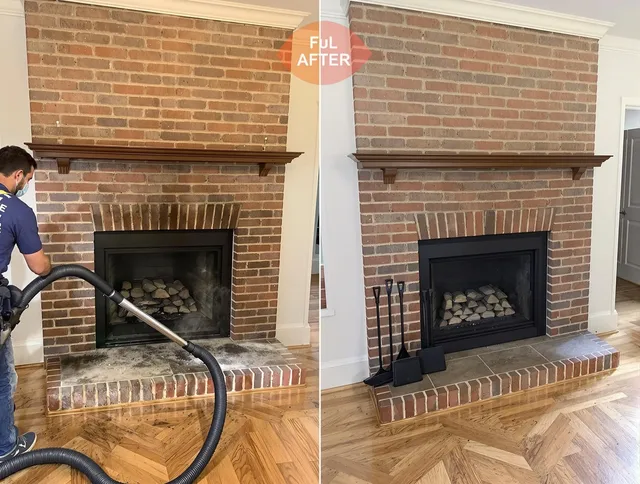 Brooklyn Chimney Sweep carefully sanitizing a fireplace in Brooklyn, OH